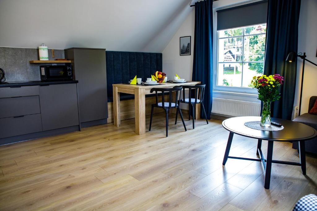 Kuchyň nebo kuchyňský kout v ubytování Apartamenty Przy Świerku