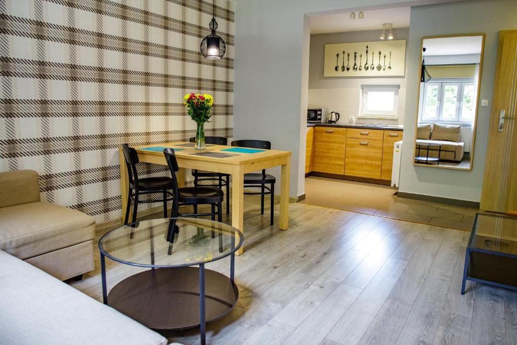 Kuchyň nebo kuchyňský kout v ubytování Apartamenty Przy Świerku