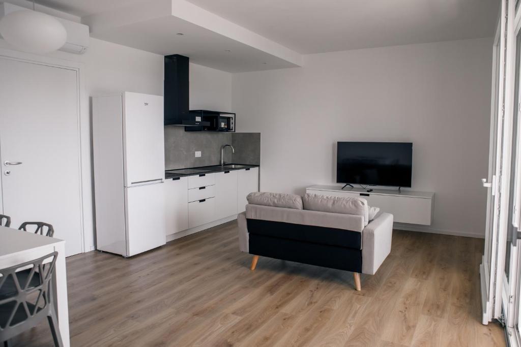 Kuchyň nebo kuchyňský kout v ubytování K Modern Apartments
