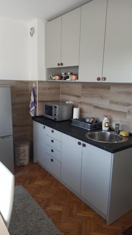 Kuchyň nebo kuchyňský kout v ubytování Apartman NINA