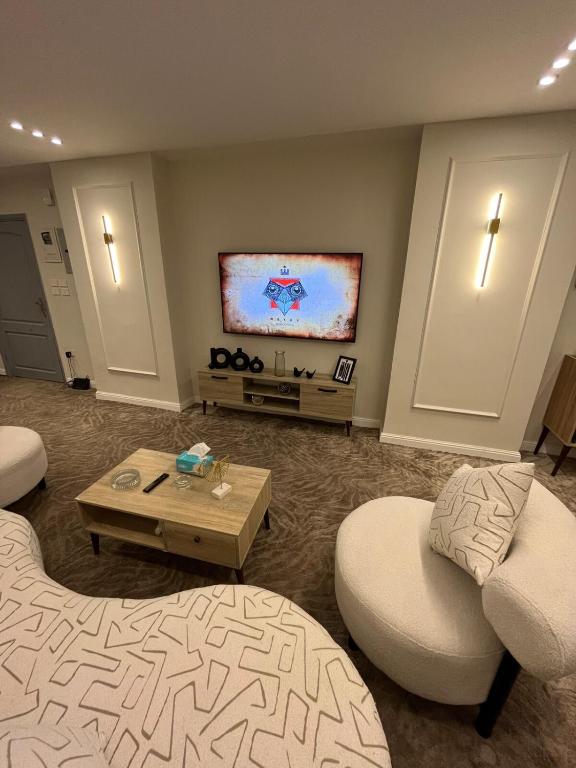 TV a/nebo společenská místnost v ubytování Queen of Zamalek 3BR apt