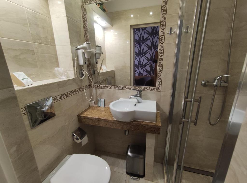 Koupelna v ubytování Hotel Atena