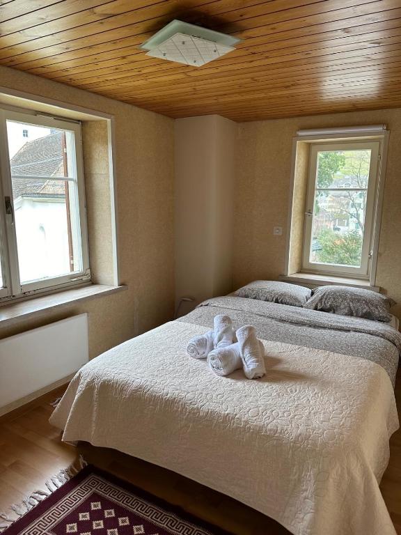 Postel nebo postele na pokoji v ubytování Bom descanso