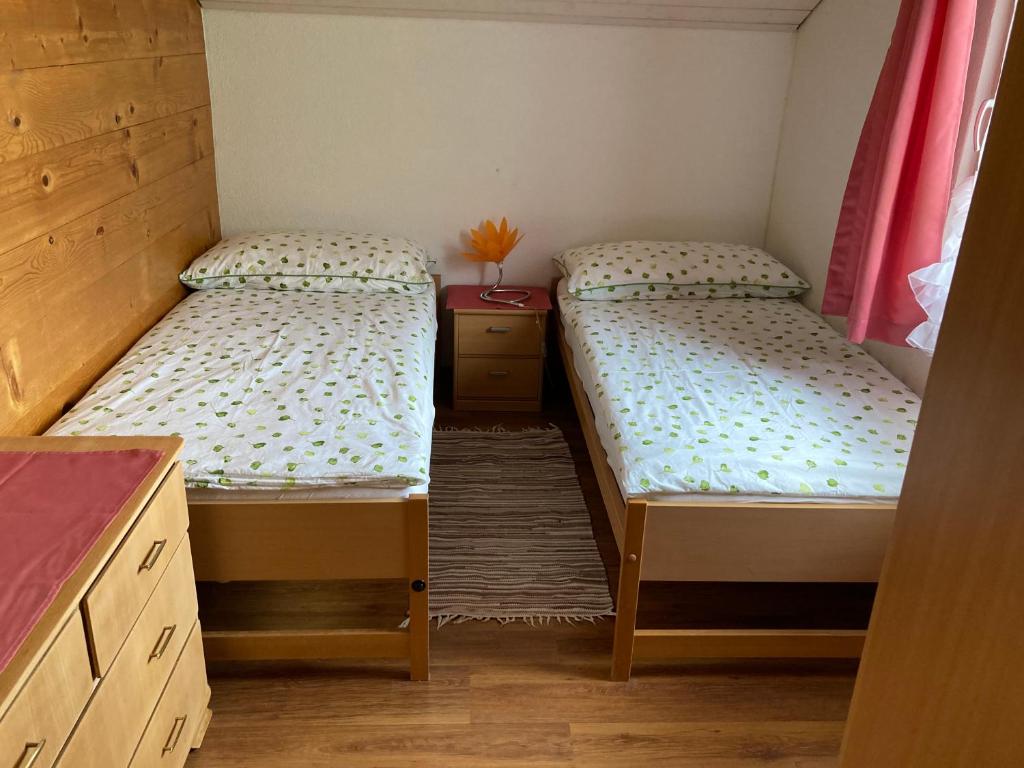 Postel nebo postele na pokoji v ubytování Haus Dorfblick