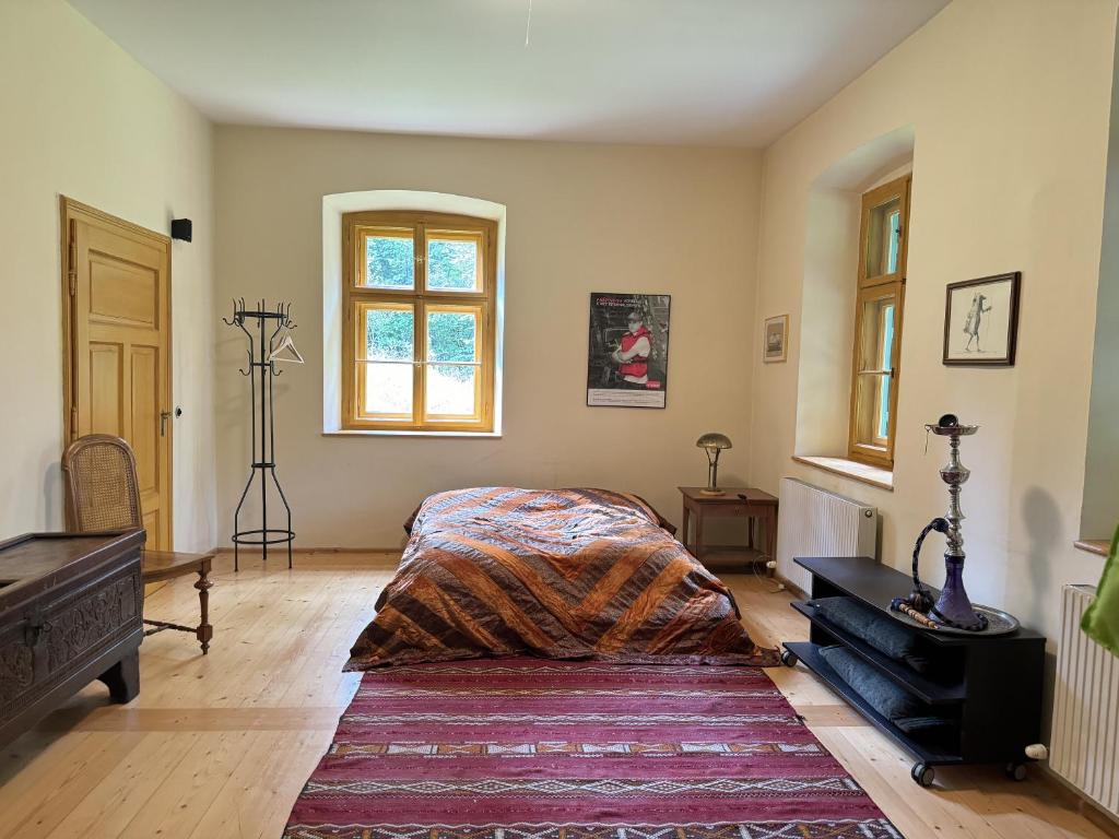Postel nebo postele na pokoji v ubytování Haus Tanegg