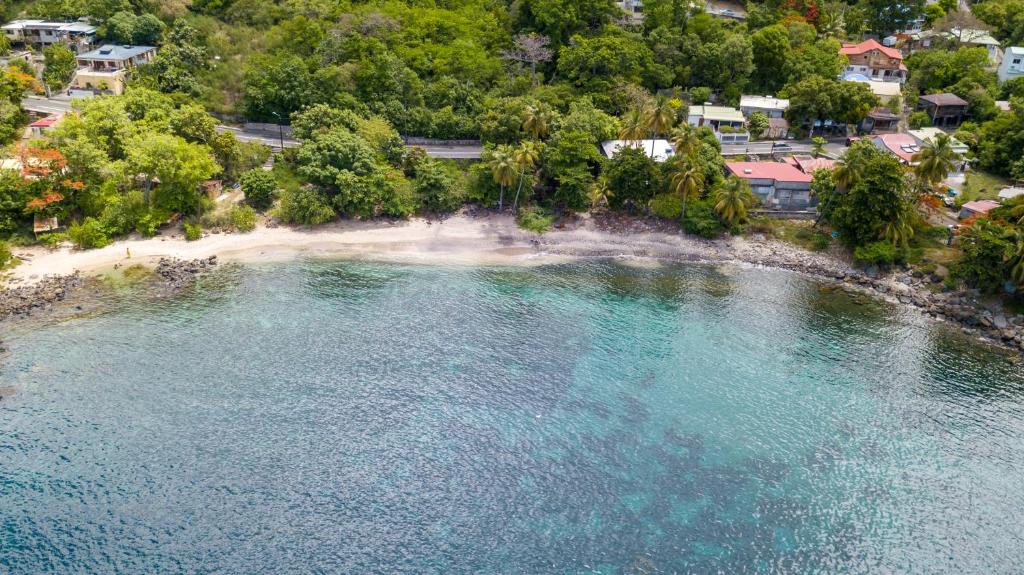 an aerial view of a beach and the ocean at Villa Ti'twoine in Pointe-Noire
