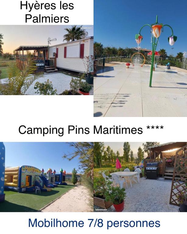 un collage de photos d'un parc et d'une caravane dans l'établissement Familial, à Hyères