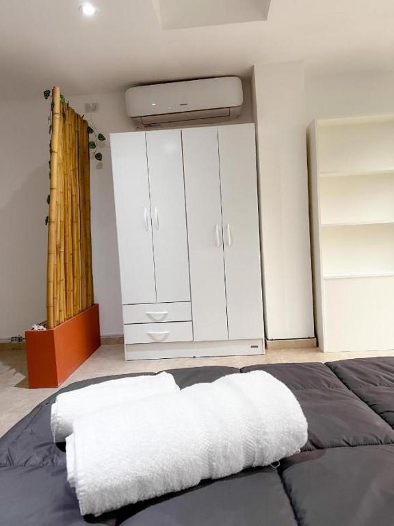 Postel nebo postele na pokoji v ubytování BORGES HOUSE APARTS Apartamentos con cochera a dos cuadras del Obelisco!