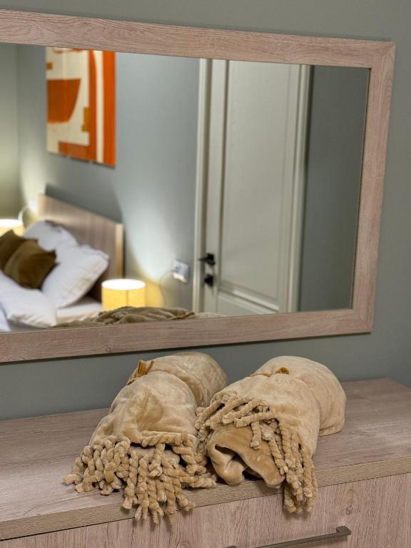 Postel nebo postele na pokoji v ubytování New Gudauri Apartment NEO 223
