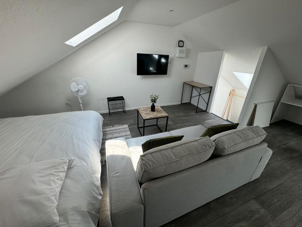 TV a/nebo společenská místnost v ubytování Studio eucalyptus charmant élégant et fonctionnel Centre ville