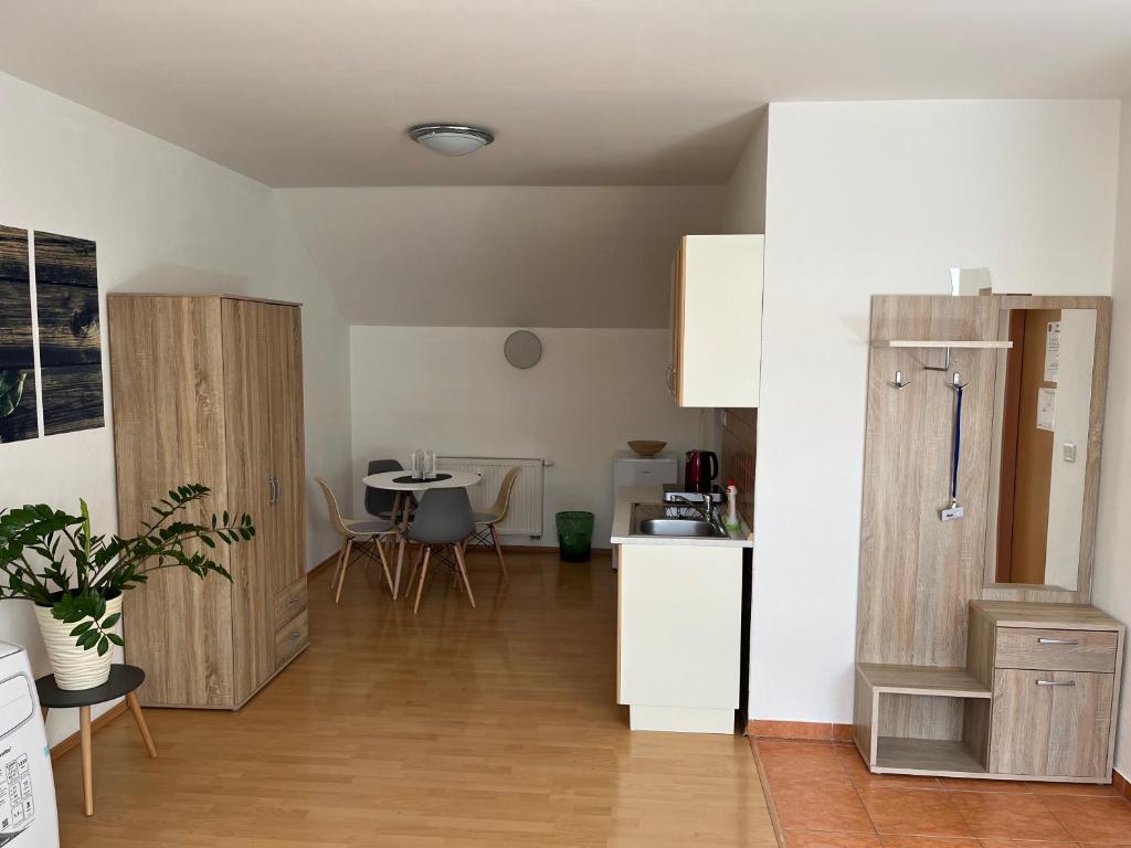 Kuchyň nebo kuchyňský kout v ubytování Apartmány v Zlatej uličke