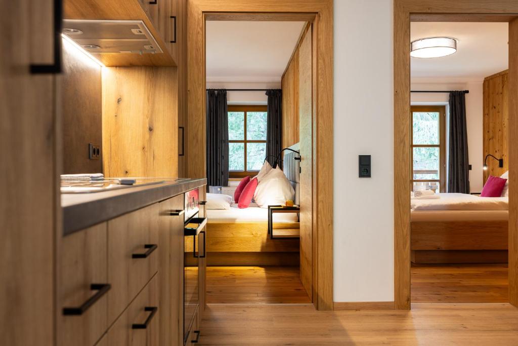 Posteľ alebo postele v izbe v ubytovaní Der Lammhof - Appartements Kaswurm