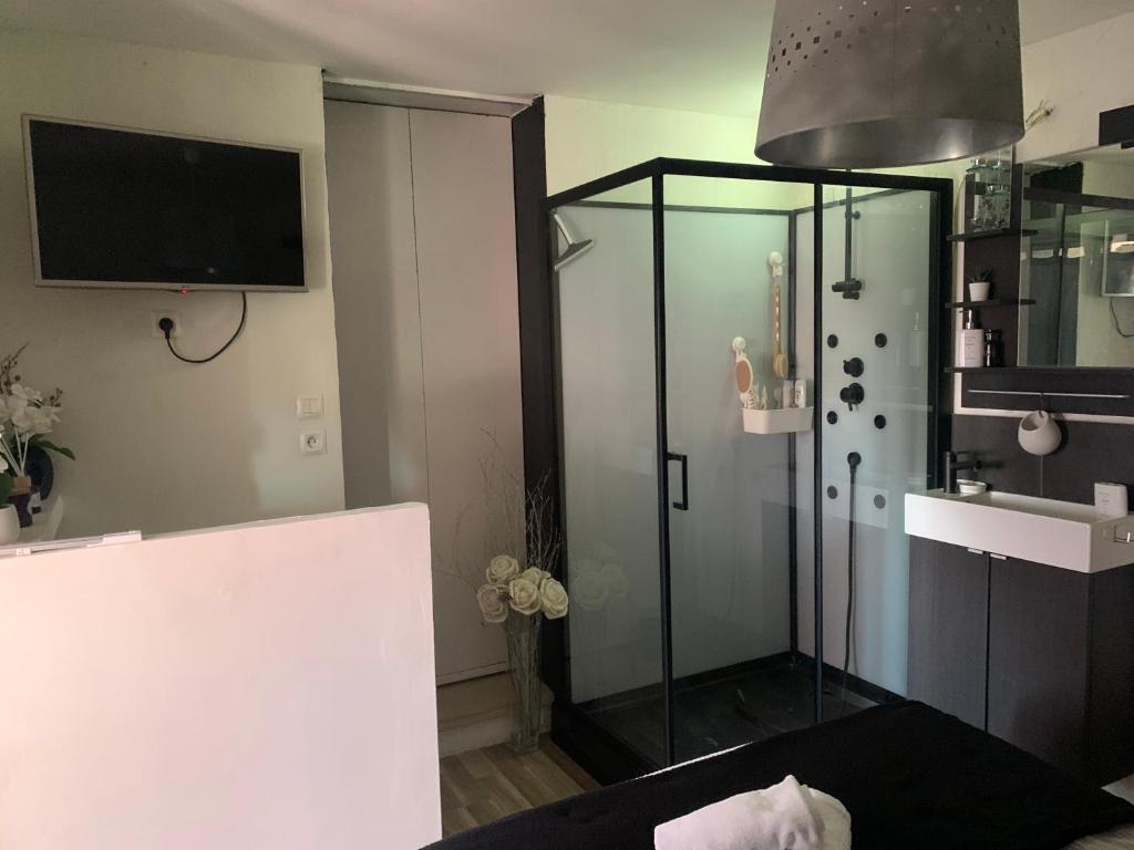 Koupelna v ubytování Chambre Lou Coraly