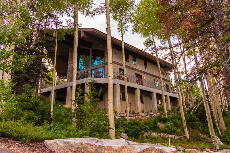 a large house on a hill in the woods at La Vista in Brighton