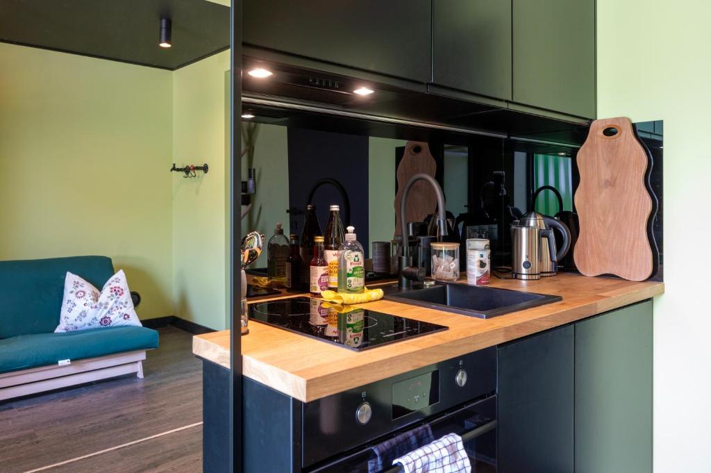 Kuchyň nebo kuchyňský kout v ubytování deichkind country loft