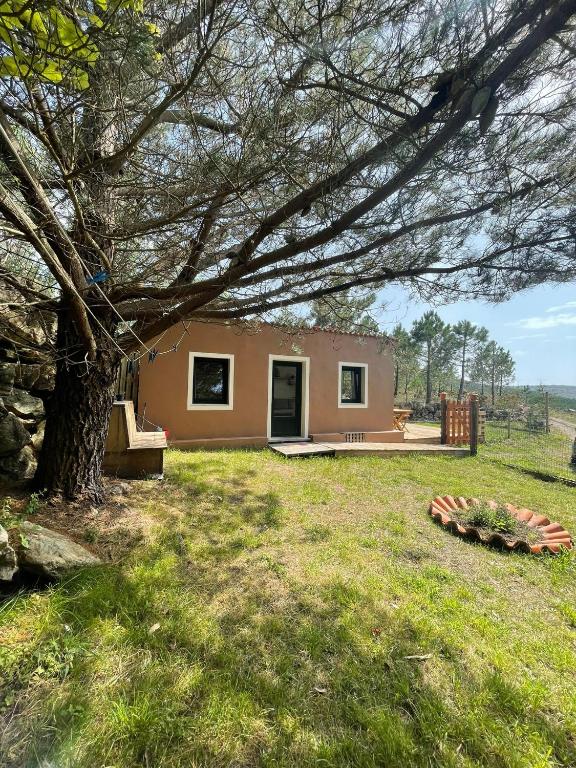 a small house in a field with a tree at Recuncho de Tatá in Camariñas