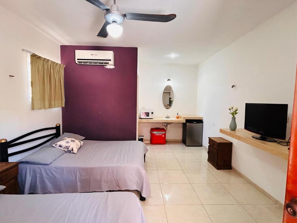 Postel nebo postele na pokoji v ubytování Babymar departamentos a 2 cuadras de la playa.