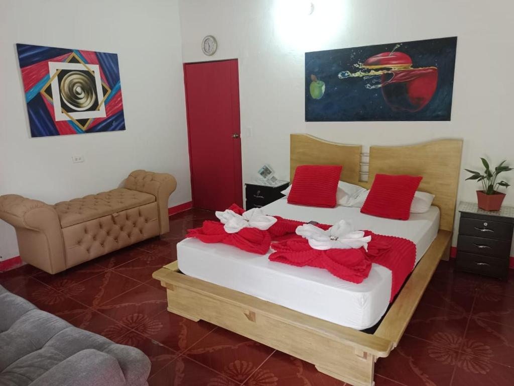 Postel nebo postele na pokoji v ubytování Libélula finca-hotel