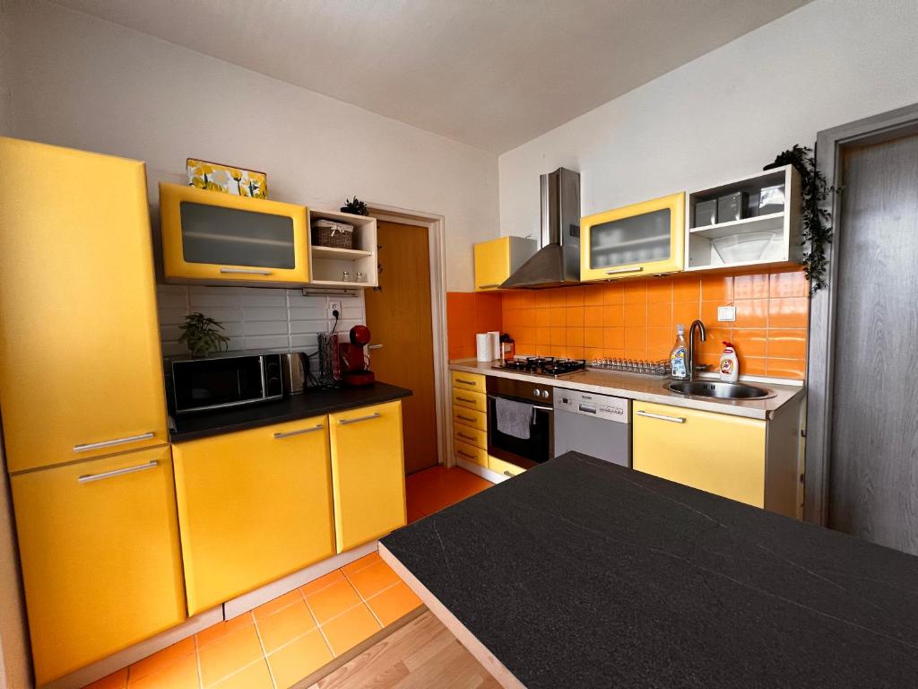 Kuchyň nebo kuchyňský kout v ubytování Apartmán širšie centrum KOCKA