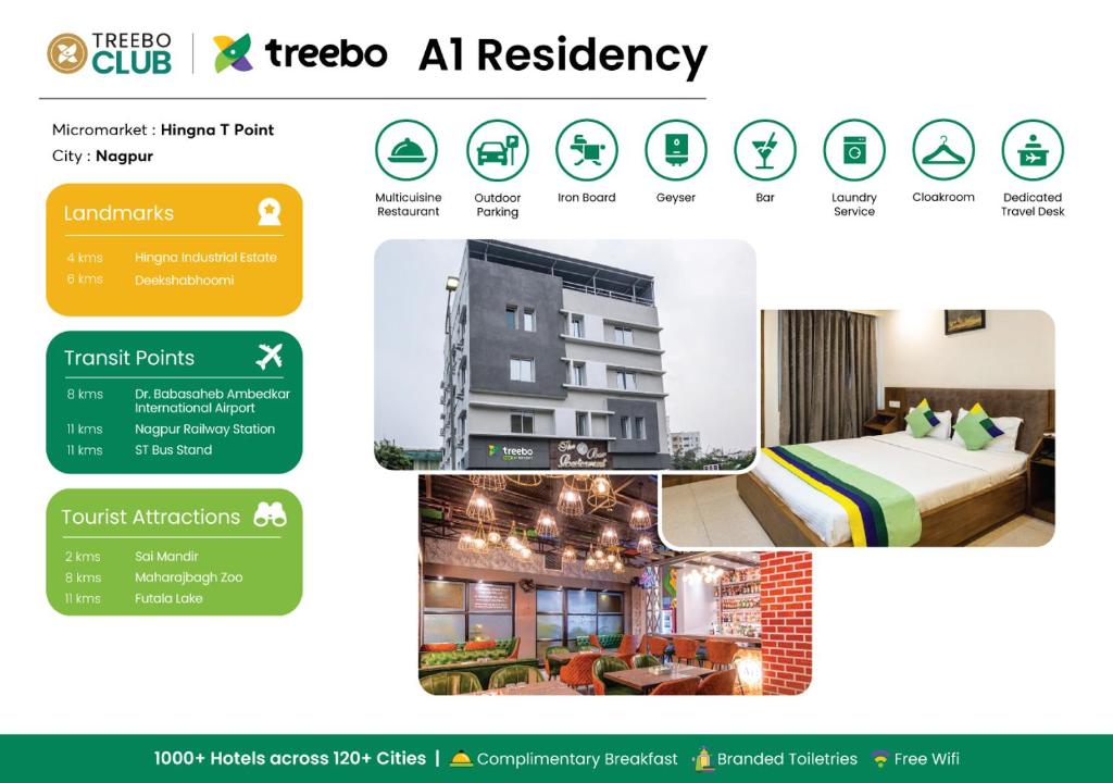 Certifikát, hodnocení, plakát nebo jiný dokument vystavený v ubytování Treebo A1 Residency, Hingna T Point