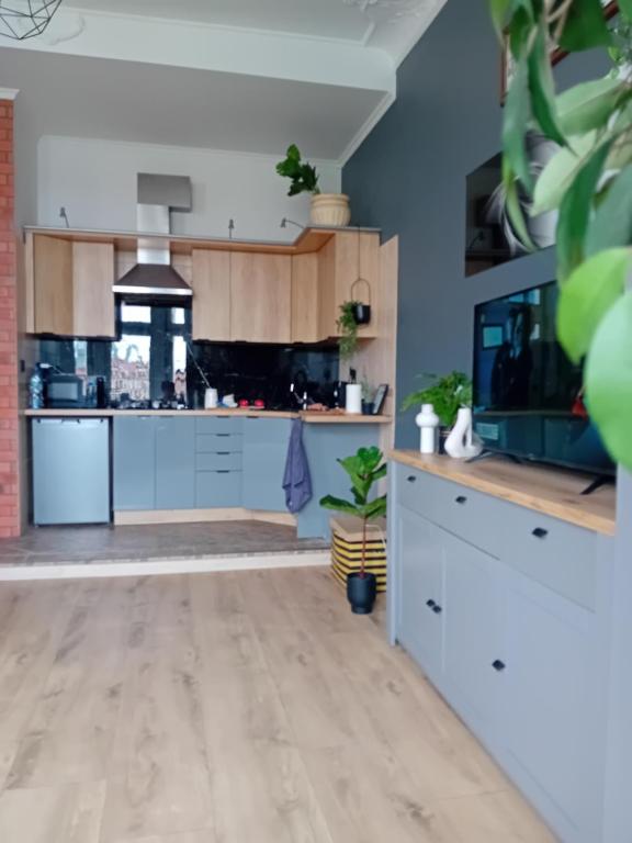 Kuchyň nebo kuchyňský kout v ubytování Noclegi KAWALERKA Superior Gdańsk centrum blisko pkp