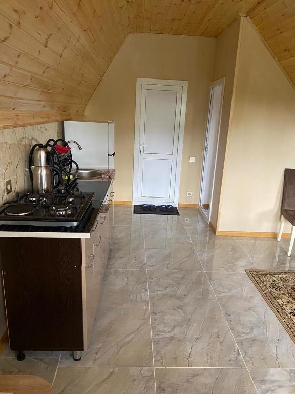 Kuchyň nebo kuchyňský kout v ubytování QubAframe