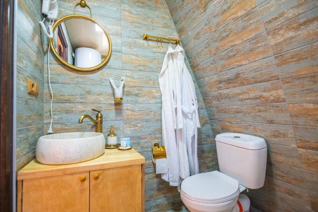 Koupelna v ubytování Cozy House Gulebi
