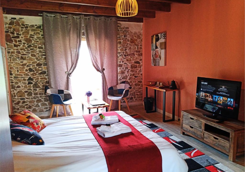 TV a/nebo společenská místnost v ubytování Domaine La Synchronicité - Gîte et Chambres d'Hôtes