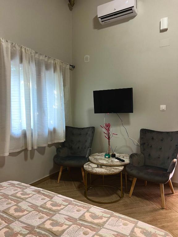 TV a/nebo společenská místnost v ubytování Niki Cottage