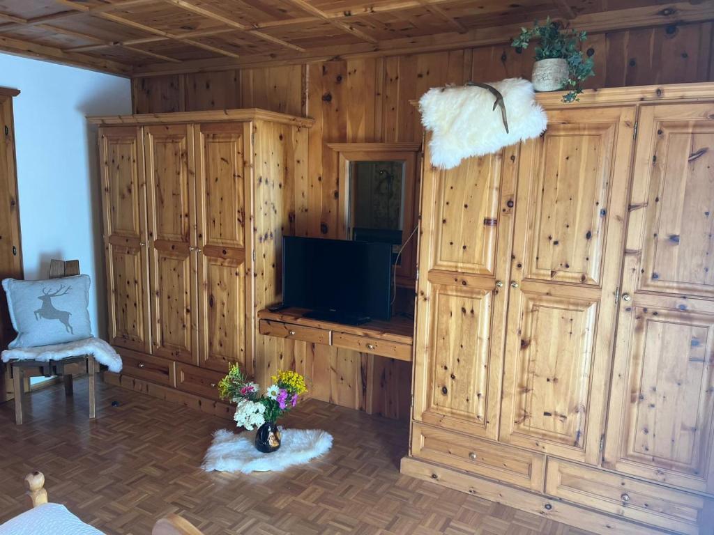 TV a/nebo společenská místnost v ubytování Oberbründlingchalet
