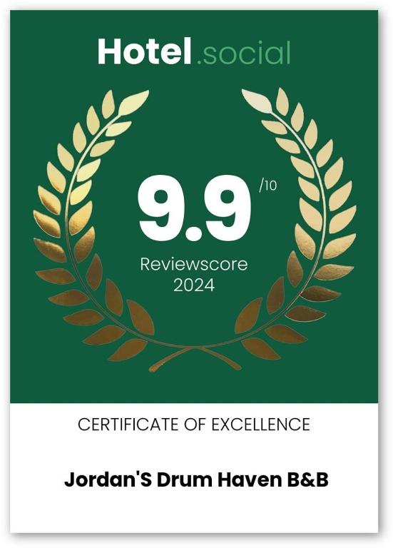 Certifikát, hodnocení, plakát nebo jiný dokument vystavený v ubytování Jordan's Drum Haven B&B, Knock