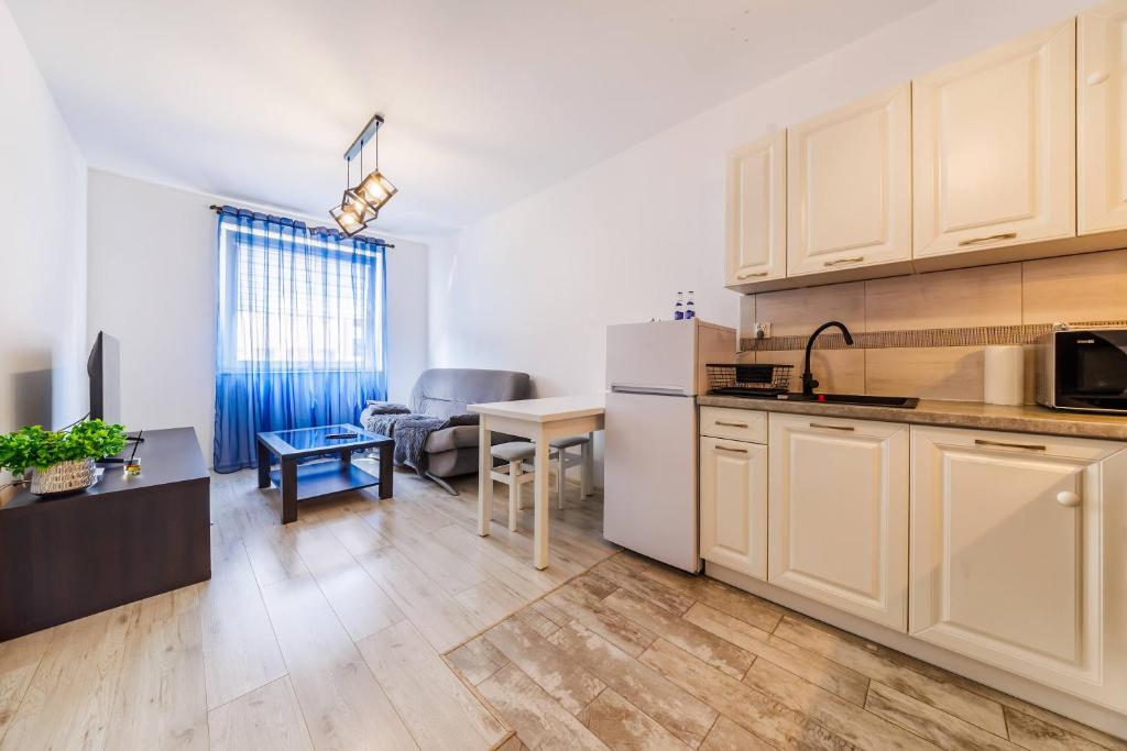 Kuchyň nebo kuchyňský kout v ubytování Cozy New Town Apartment- City Centre Rzeszow by StayNest