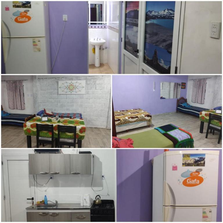 a collage of pictures of a kitchen and a refrigerator at Rinconcito Don Antonio in Tinogasta