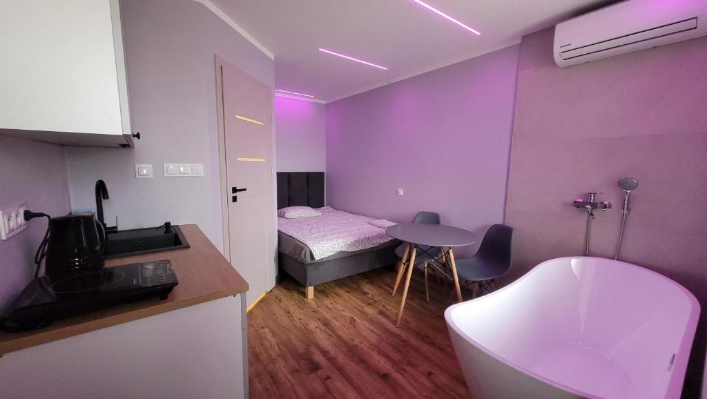 Kuchyň nebo kuchyňský kout v ubytování Wrzosowe Wzgórze 5 - Mały Apartament z Wanną