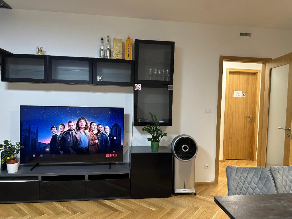 TV a/nebo společenská místnost v ubytování Smichov city Apartments