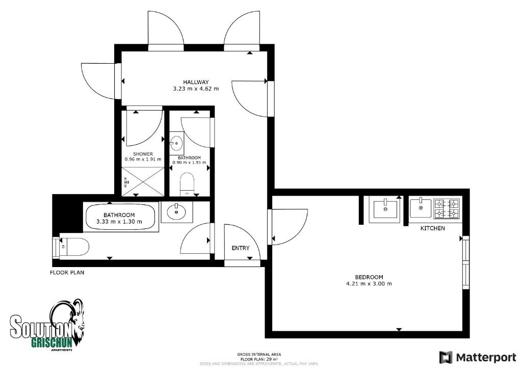 Půdorys ubytování Zentral Altstadt Chur - Bahnhofsnah - Ferienwohnung - Bernina Express - Solution-Grischun
