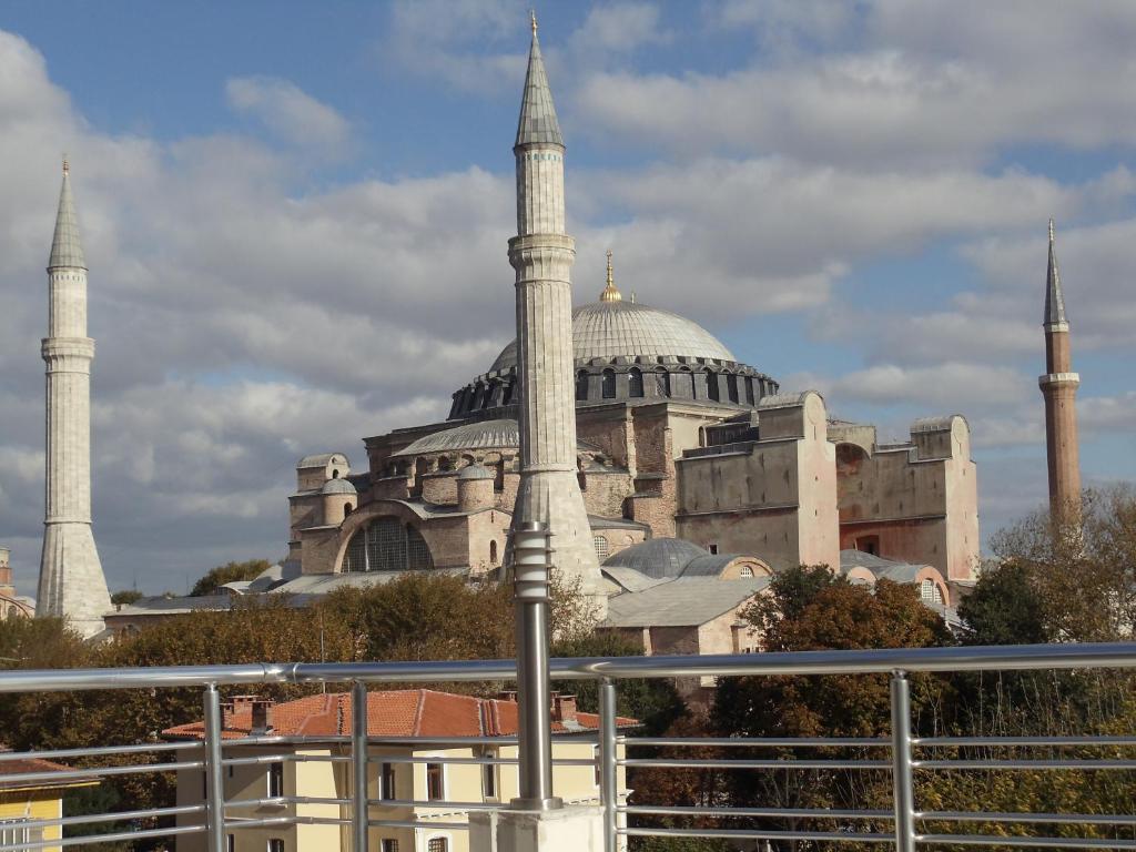 a mosque with two minarets and two mosques at Ares Hotel in Istanbul