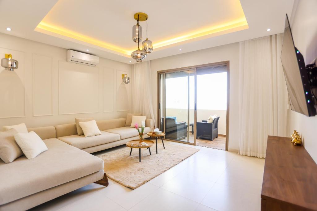 Posezení v ubytování Luxury Apartment Sea View Anza , Agadir