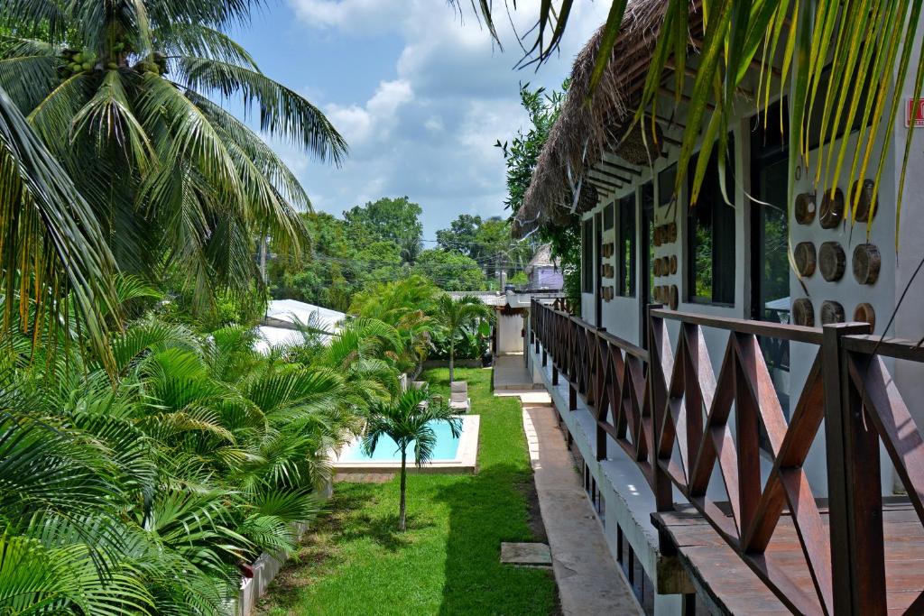 a view from the balcony of a resort at Casa Delia Hotel Downtown in Bacalar