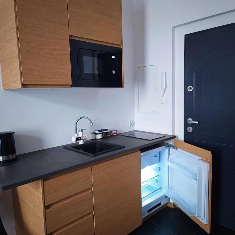 Kuchyň nebo kuchyňský kout v ubytování MH Apartment