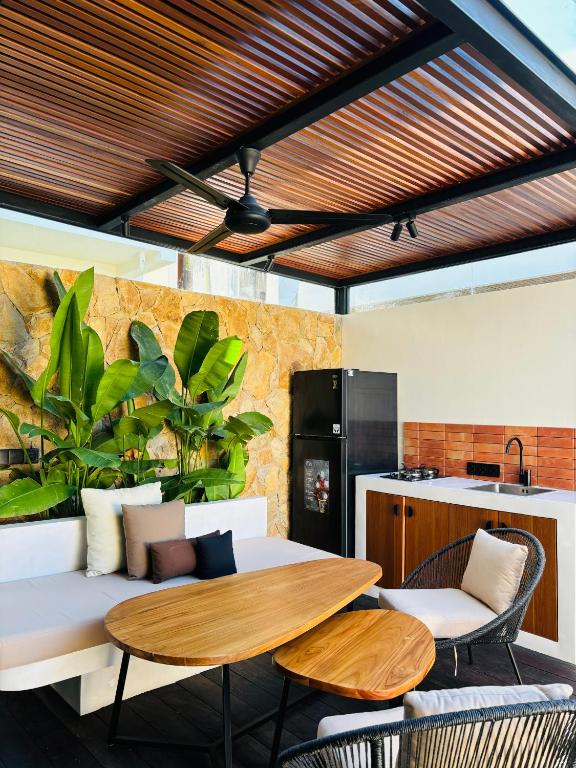 Kuchyň nebo kuchyňský kout v ubytování Meraki Lombok Villas