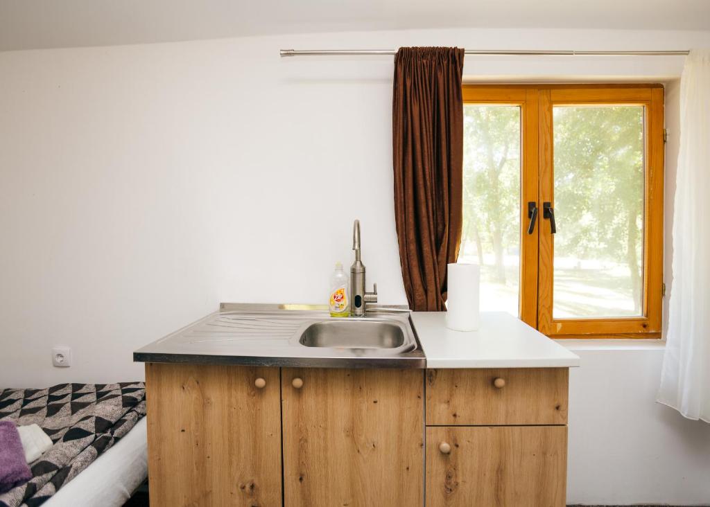 Kuchyň nebo kuchyňský kout v ubytování ARK Village Liberland