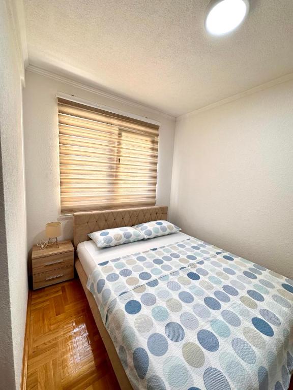a bedroom with a large bed with a window at Apartman T&A in Trebinje