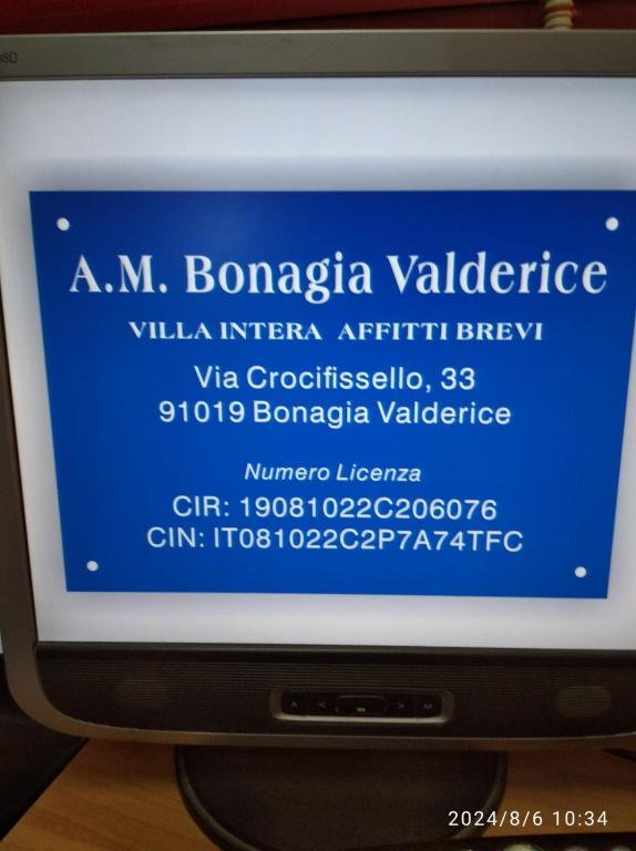 Certifikát, ocenenie alebo iný dokument vystavený v ubytovaní AM Bonagia Valderice VILLA INTERA