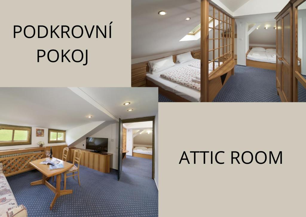 Postel nebo postele na pokoji v ubytování Alpský Hotel