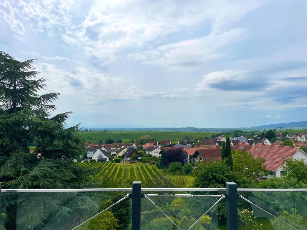 a view of a small town with houses at Huus Bellevue in Gleisweiler