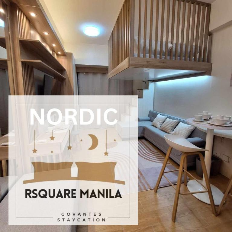 a sign for a nordic resource mandala in a living room at Nordic Rsquare Manila - with Pool Access in Manila