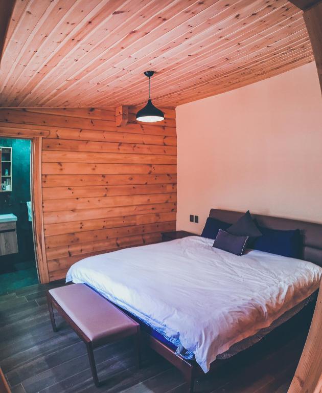 Postel nebo postele na pokoji v ubytování Cabañas Santa Barbara
