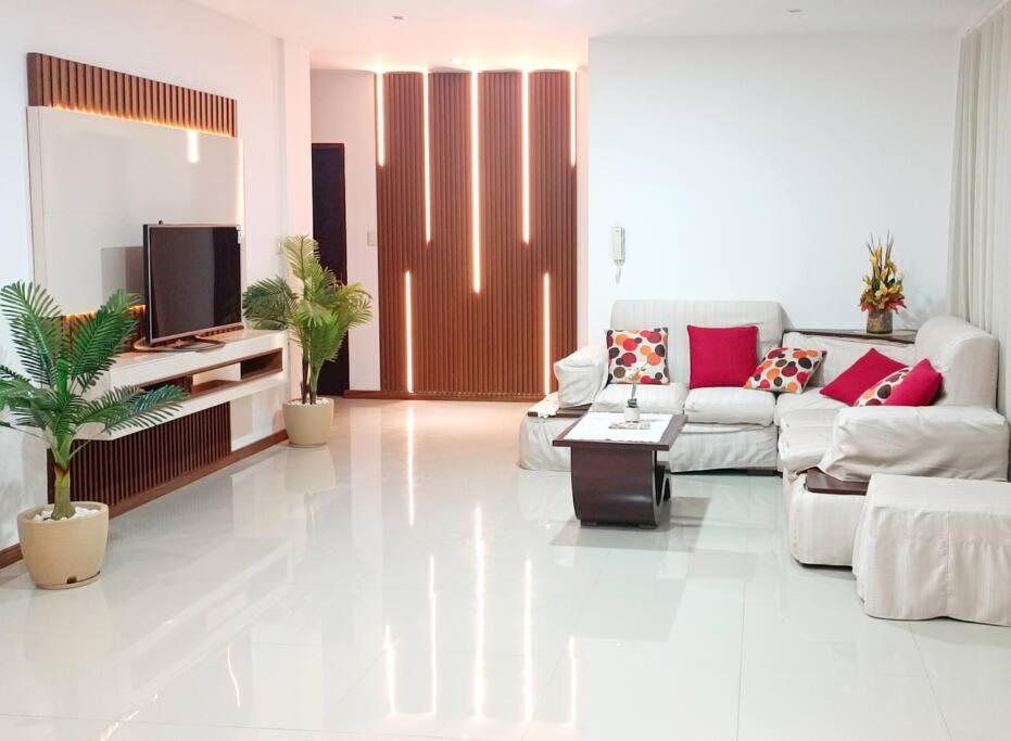 un salon avec un canapé et une télévision dans l'établissement Departamento Venecia, à Tarija