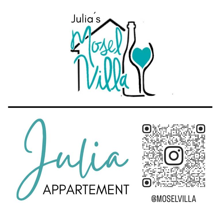 a logo for a restaurant with a wine glass at Julia's Mosel Villa Appartement JULIA in Traben-Trarbach